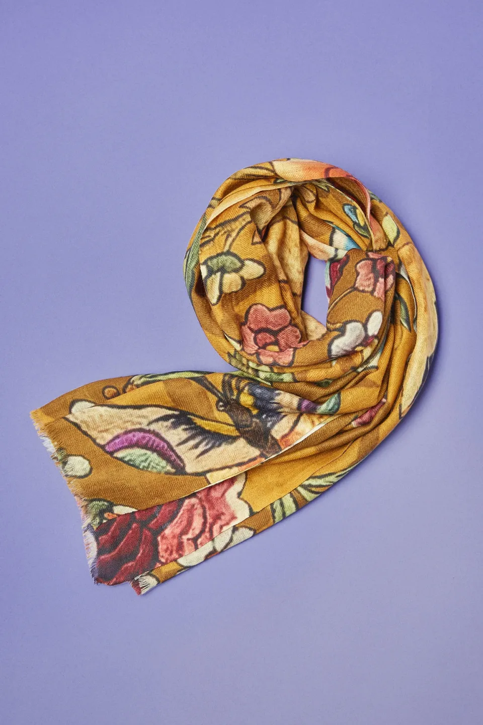 Foulard Laine Et Soie Violette