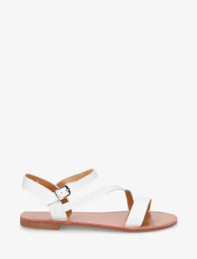 Nu-pieds en simili bride en biais - Blanc