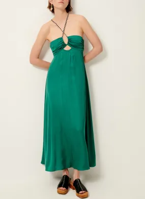 SESSUN  Robe longue fines bretelles satinée lovalina - Vert